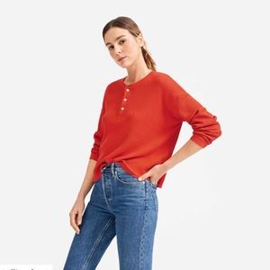 Everlane Henley Waffle Tee - rust - size XS